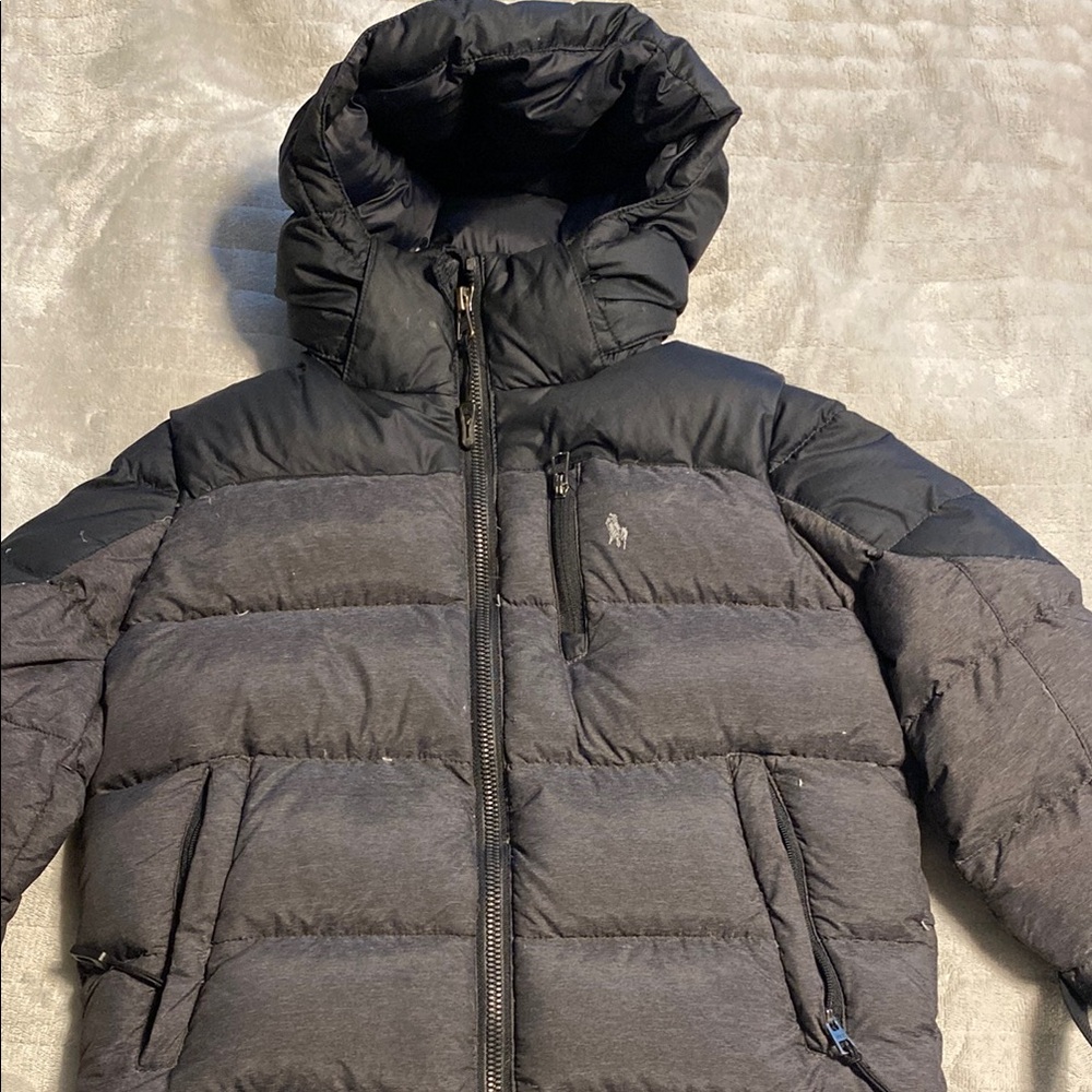 Polo by Ralph Lauren Black Puffer Jacket with Fur-Lined Hood